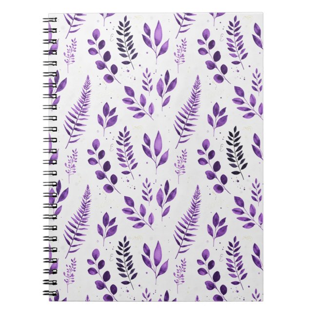 Lavender Mist Watercolor Ferns and Botanical Leave Notizblock (Vorderseite)