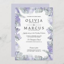 Lavender Mist Watercolor Tropical Blätter Hochzeit