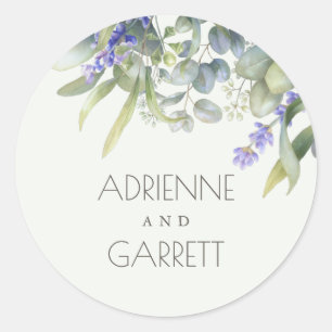 Lavender mit Eukalyptus Greenerity Wedding Runder Aufkleber