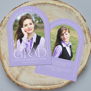 Lavender Modern Arch 2 Foto Graduierungsankündigun Einladung