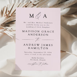 Lavender Modern Elegance Monogram Wedding Einladung