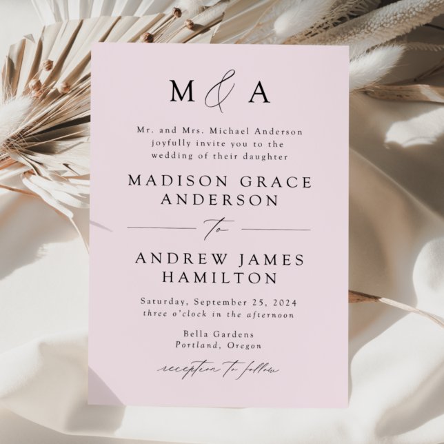 Lavender Modern Elegance Monogram Wedding Einladung (Von Creator hochgeladen)