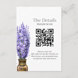 Lavender Modern Floral Wedding QR Code Details Begleitkarte