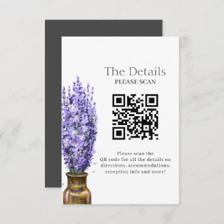 Lavender Modern Floral Wedding QR Code Details Begleitkarte