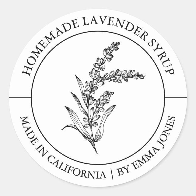 Lavender Modern Label Runder Aufkleber (Vorderseite)