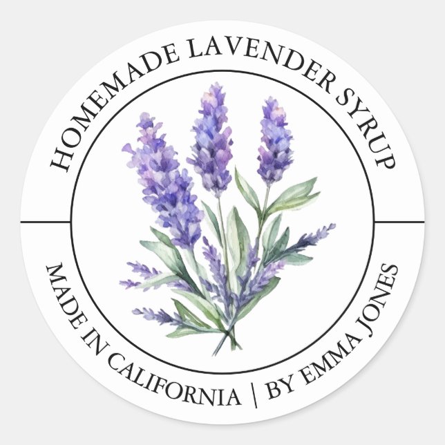 Lavender Modern Label Runder Aufkleber (Vorderseite)