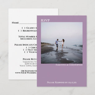 Lavender Modern Simple Minimalistisch Foto Wedding RSVP Karte