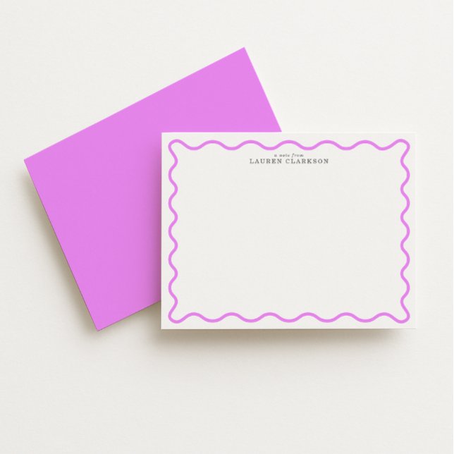 Lavender Modern Wavy Border Personalized Note Card Einladung (Von Creator hochgeladen)