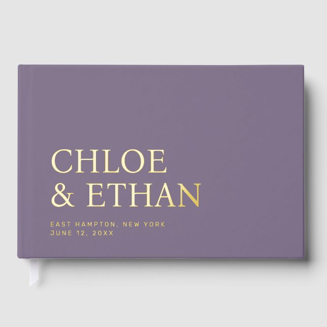 Lavender Modern Wedding Foil Gästebuch (Vorderseite)