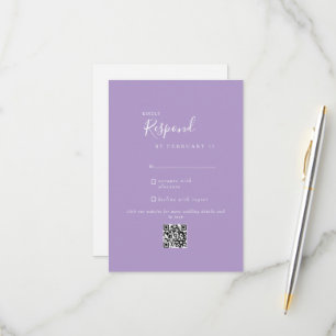 Lavender Modern Wedding QR Code UAWG RSVP Karte