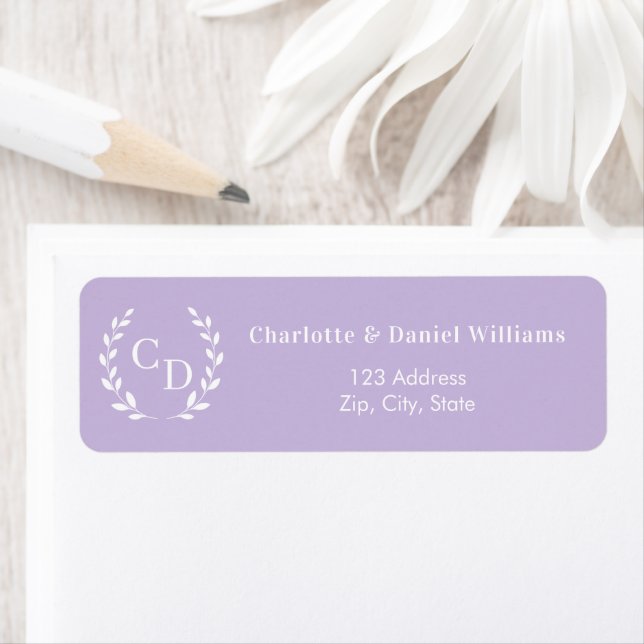 Lavender monogram initials wreath return address (Insitu)