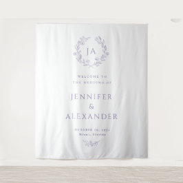 Lavender Monogram Wedding Backdrop Wandteppich