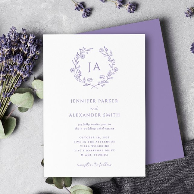 Lavender Monogram Wedding Einladung (Von Creator hochgeladen)