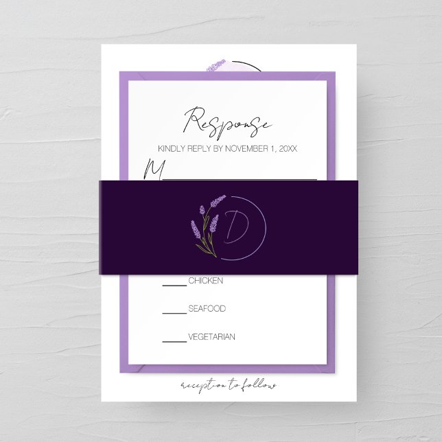 Lavender Monogram Wedding Einladungsbanderole (Von Creator hochgeladen)