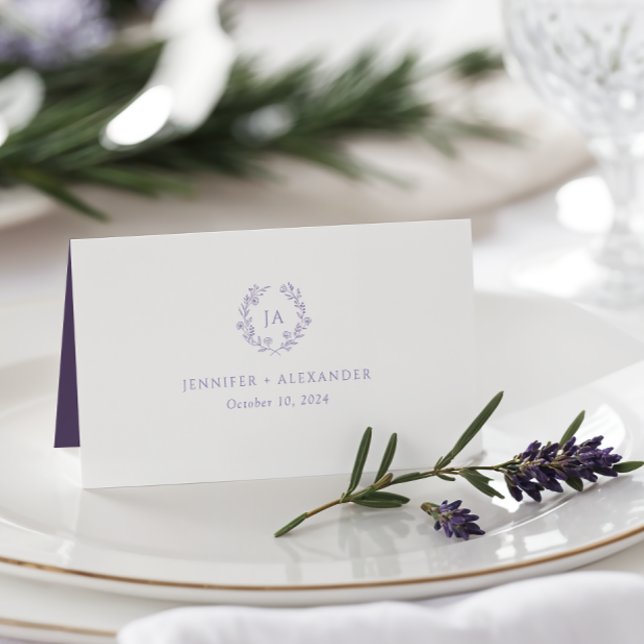 Lavender Monogram Wedding Platzkarte (Von Creator hochgeladen)