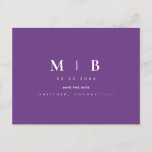 Lavender Monogram Wedding Save the Date  Postkarte