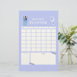 Lavender Monthly Planner Layout Art Briefpapier