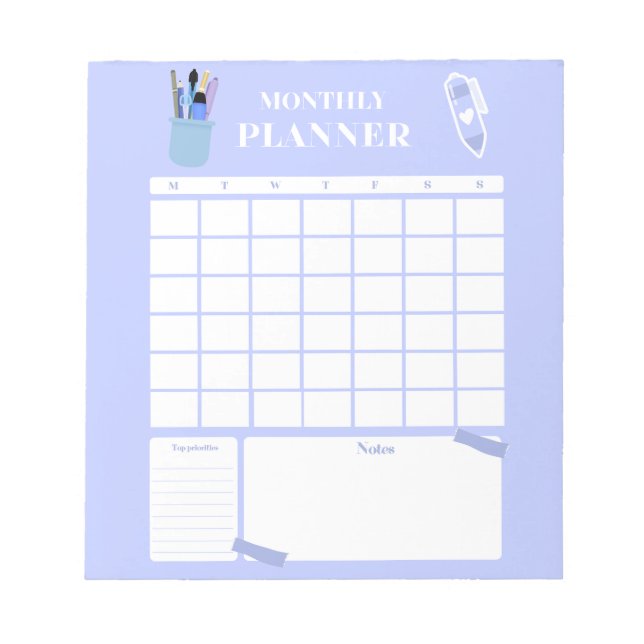 Lavender Monthly Planner Layout Art Notizblock (Vorderseite)