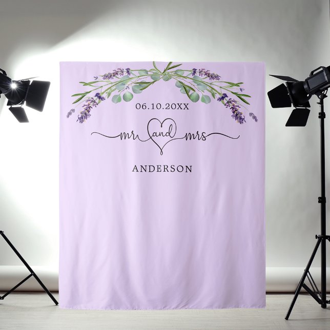 Lavender Mr. mrs heart wedding Foto Wandteppich (Von Creator hochgeladen)