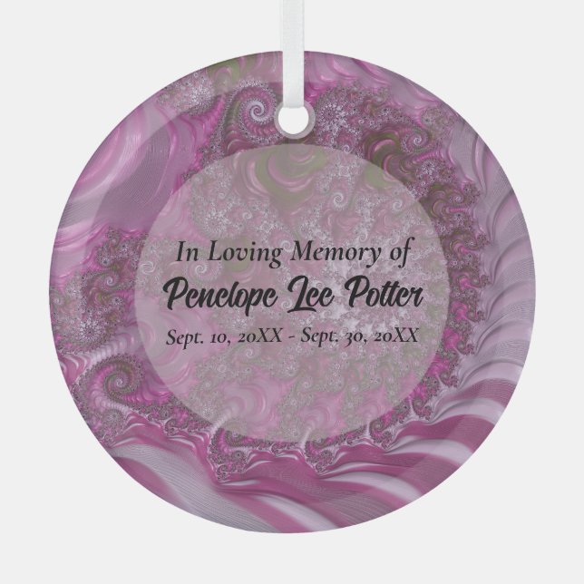 Lavender Nautilus Fraktal Memorial Suncatcher Ornament Aus Glas (Vorderseite)