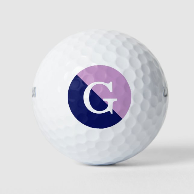 Lavender Navy Blue 2 Tone Diag Initial Monogram Golfball (Vorderseite)