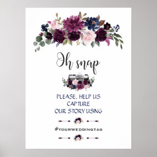 Lavender Navy Blue Floral Oh Snap Instagramm Zeich Poster