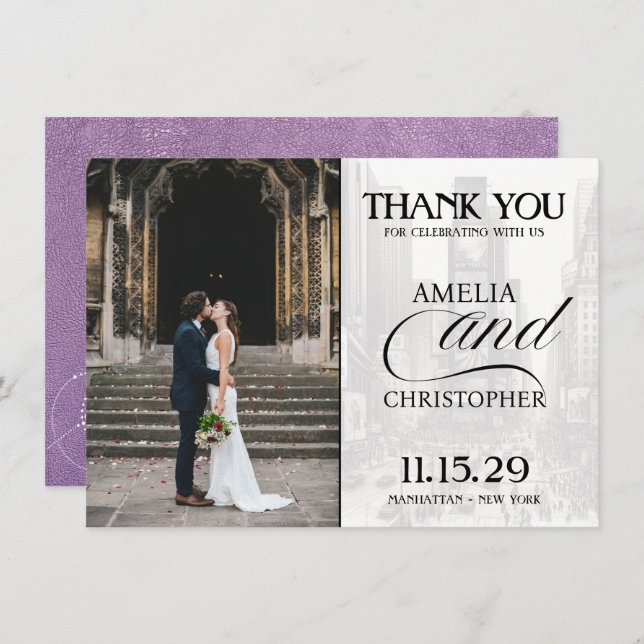 Lavender New York City Passport Dankeskarte (Vorne/Hinten)