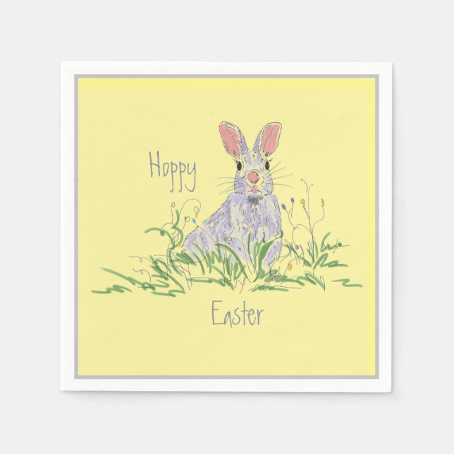 Lavender Oaster Bunny Yellow Backpaper Pl Serviette (Vorderseite)