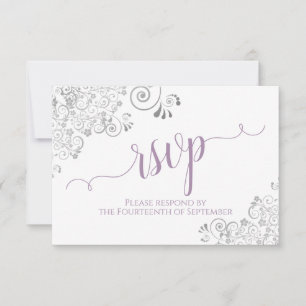 Lavender on White Elegant Calligraphy Wedding RSVP Karte