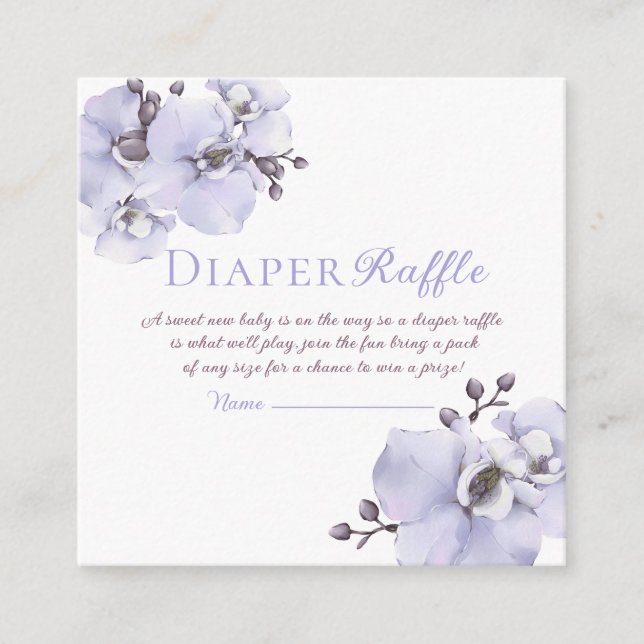 Lavender Orchid Baby Shower Diaper Raffle Tickets Begleitkarte (Vorderseite)