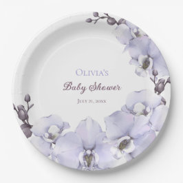 Lavender Orchid Baby Shower Paper Plates - Floral  Pappteller