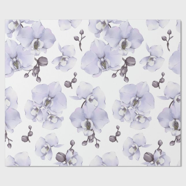 Lavender Orchid Baby Shower Wrapping Paper Geschenkpapier (Flach)