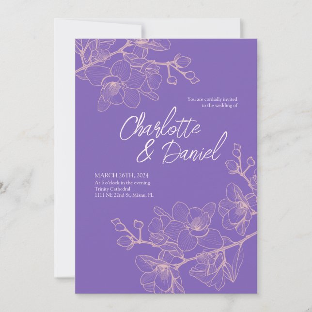 Lavender Orchid Moments | Einladung zur Hochzeit (Vorderseite)
