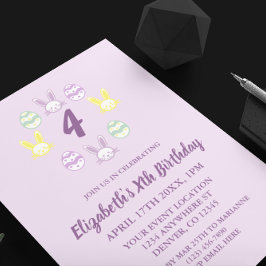 Lavender Oster 4. Geburtstag Einladung