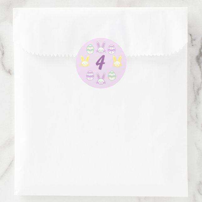 Lavender Oster 4. Geburtstag Runder Aufkleber (Tasche)