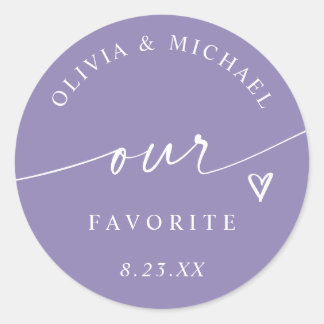 Lavender Our Favorite Wedding Treat Bag Runder Aufkleber