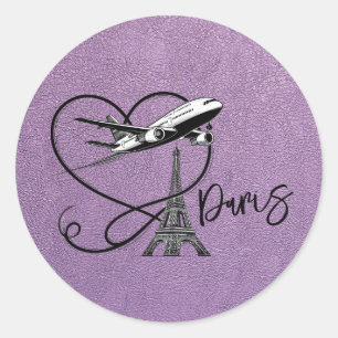 Lavender Paris Passport Runder Aufkleber