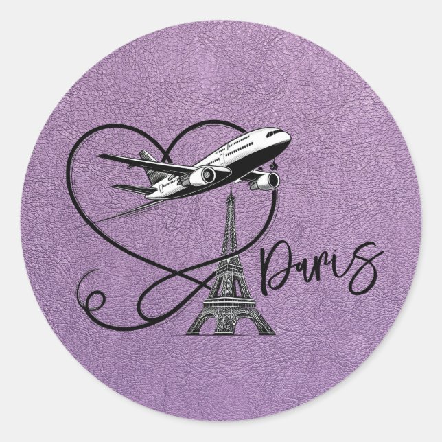Lavender Paris Passport Runder Aufkleber (Vorderseite)
