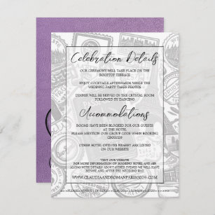 Lavender Paris Passport Wedding Begleitkarte