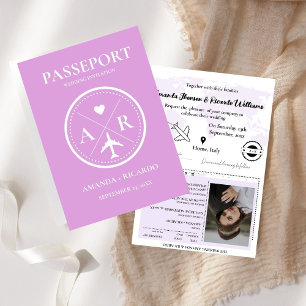 Lavender Passport Foto Einladung Hochzeit