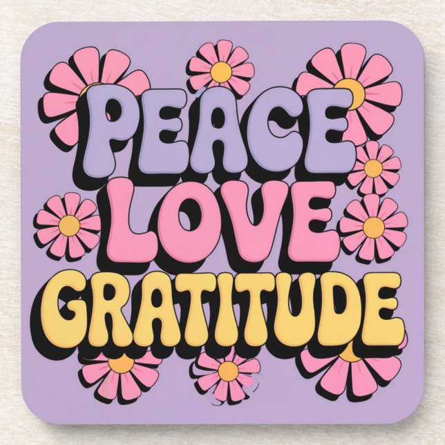 Lavender Peace Liebe Dankbarkeit Untersetzer Set (Vorderseite)