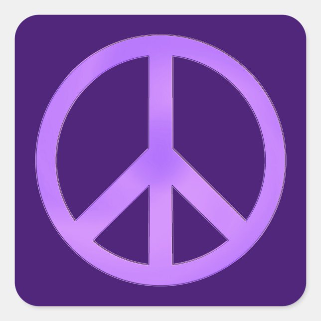 Lavender Peace Symbol Square Sticker (Vorderseite)