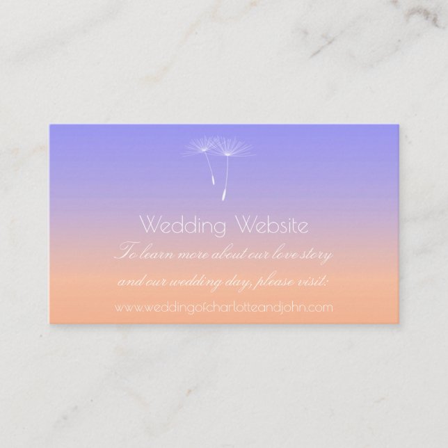 Lavender Peach Blue Ombre Wedding Website Begleitkarte (Vorderseite)
