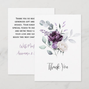 Lavender Peonies and White Roses Wedding Vielen Da Dankeskarte