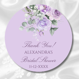 Lavender Peony Floral Brautparty Vielen Dank Runder Aufkleber