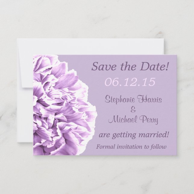 Lavender Peony Save the Date Wedding (Vorderseite)