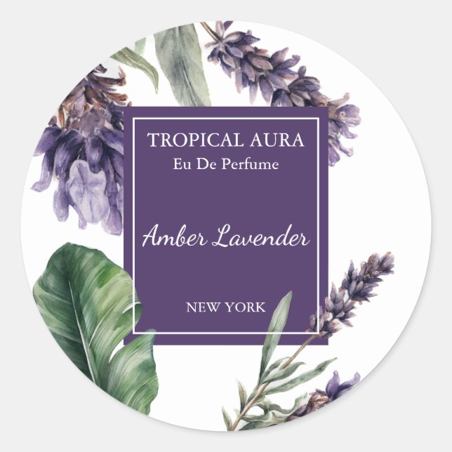 Lavender Perfume Label Runder Aufkleber (Vorderseite)