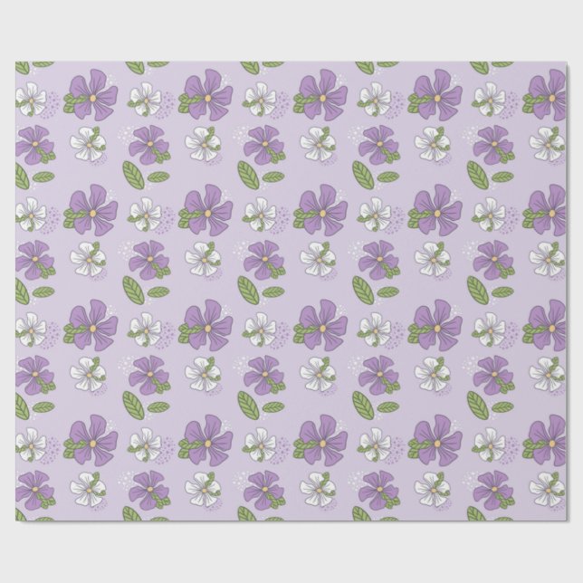 Lavender Periwinkles Geschenkpapier (Flach)
