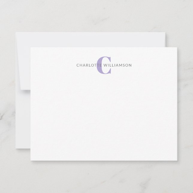 Lavender Personalisiert Mit Monogramm Stationery Mitteilungskarte (Vorderseite)