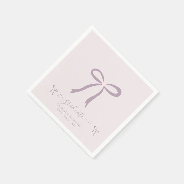 Lavender Pink Bow Graduation Party Serviette (Ecke)